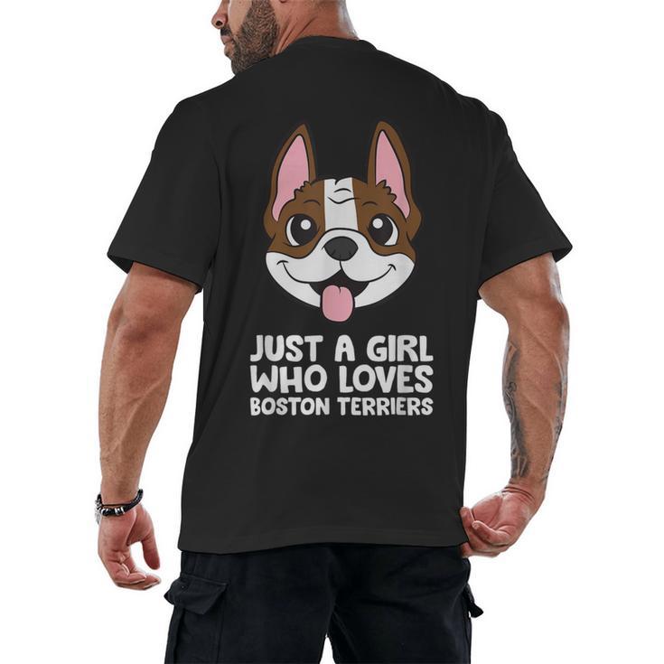 Just a Girl Who Loves Boston Terriers Men's Back Print T-Shirt