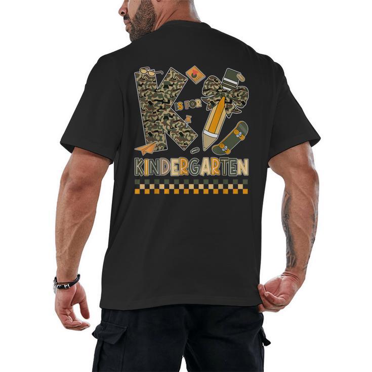 K Is For Kindergarten Teacher Coquette Bow Camo Men's Back Print T-Shirt