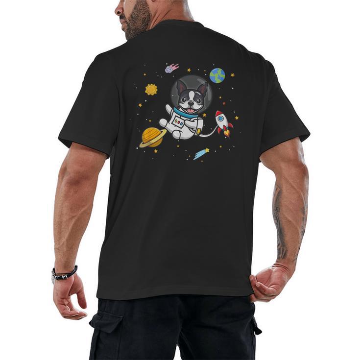 Kawaii Kids & Boys Astronaut Space Boston Terrier Dog Lover Men's Back Print T-Shirt