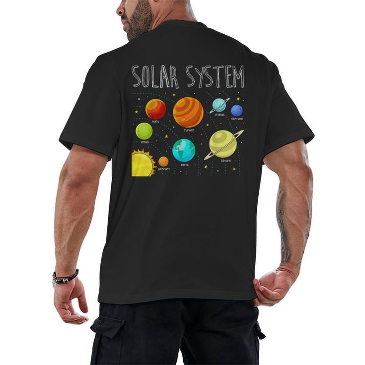 Kids Solar Systems Cute Planets Space Science Teacher School Men's Back Print T-Shirt