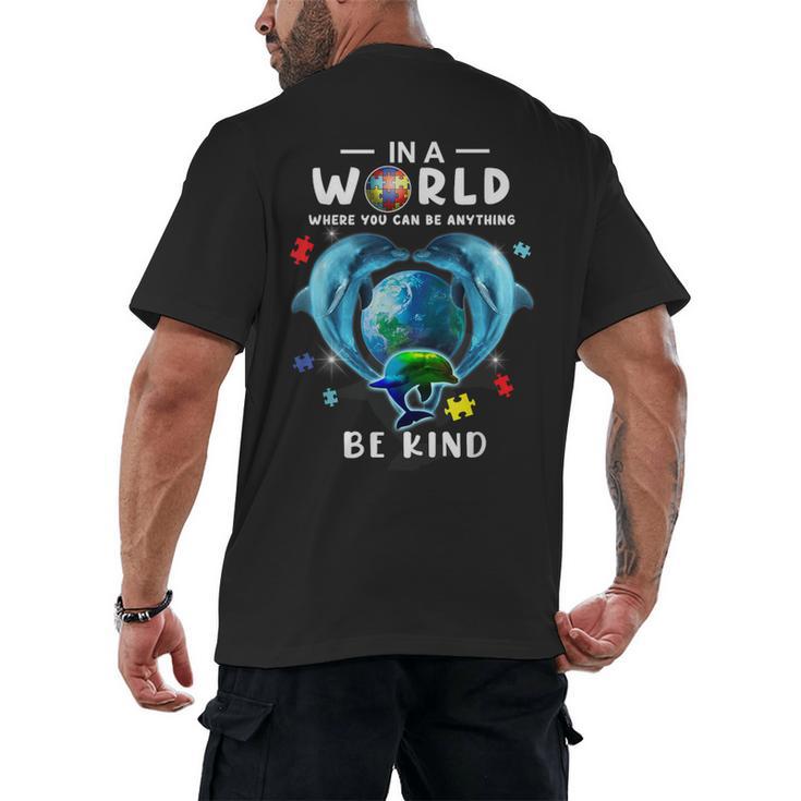 Be Kind Dolphin Autism Awareness Back To School Teacher Men Women Kids Men's Back Print T-Shirt