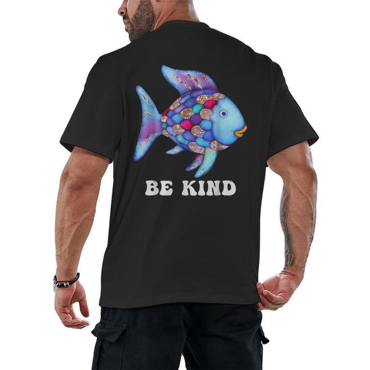 Be Kind Rainbow Fish Teacher Life Teaching Back To School Men's Back Print T-Shirt
