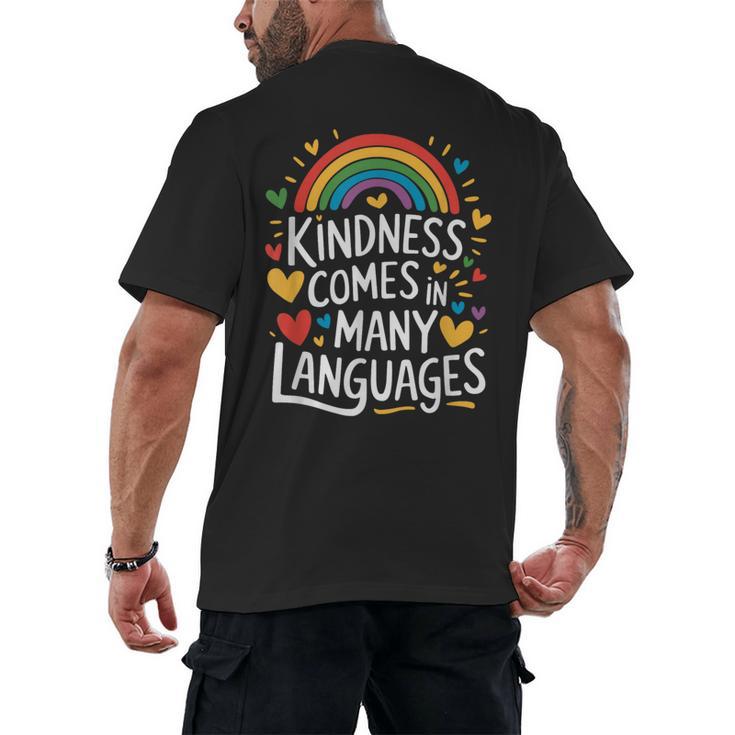 Kindness Comes In Many Languages ESL English Teacher Men's Back Print T-Shirt
