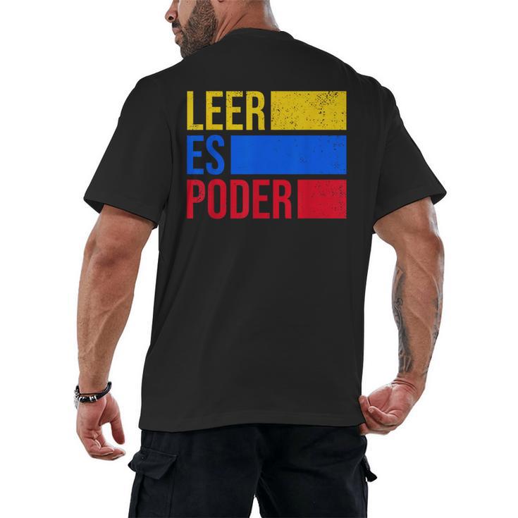 Leer Es Poder Colombian Spanish Teacher Maestra Colombia Men's Back Print T-Shirt