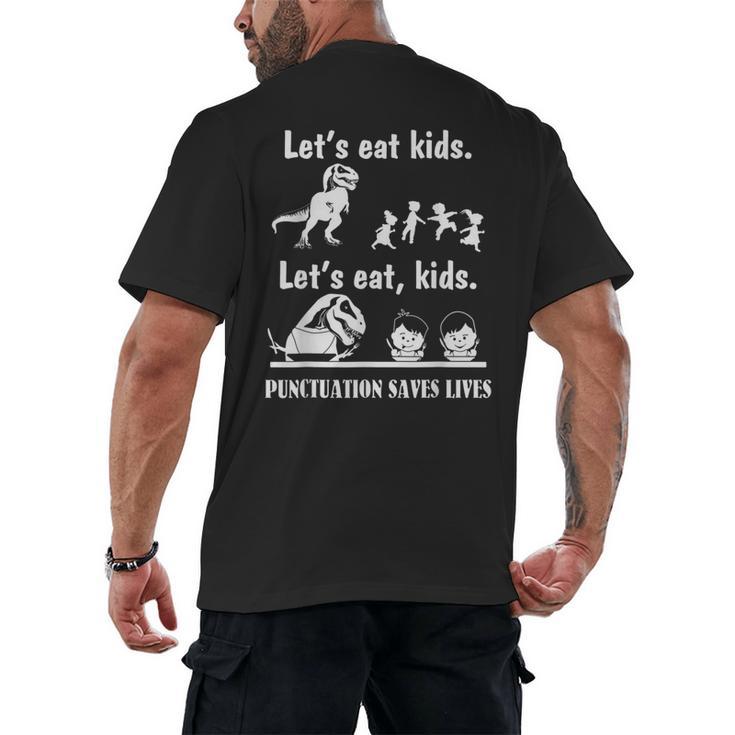 Let's Eat Kids Fun Dinosaurs Grammar Teacher Men's Back Print T-Shirt