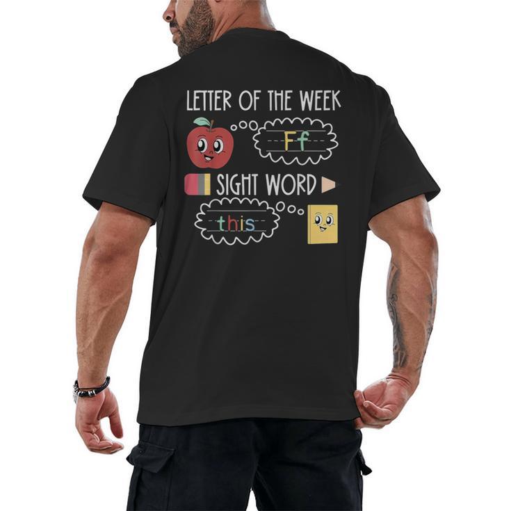 Letter Of The Week Ff Sight Word Teacher Squad Men's Back Print T-Shirt