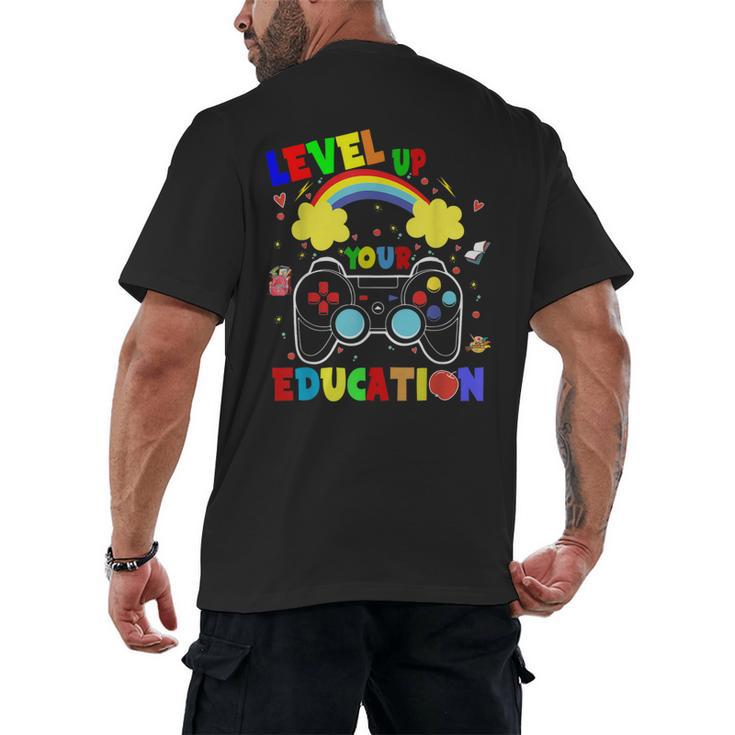 Level Up Your Education Gaming Inspired Teacher Gamers For Men Women Kids Men's Back Print T-Shirt