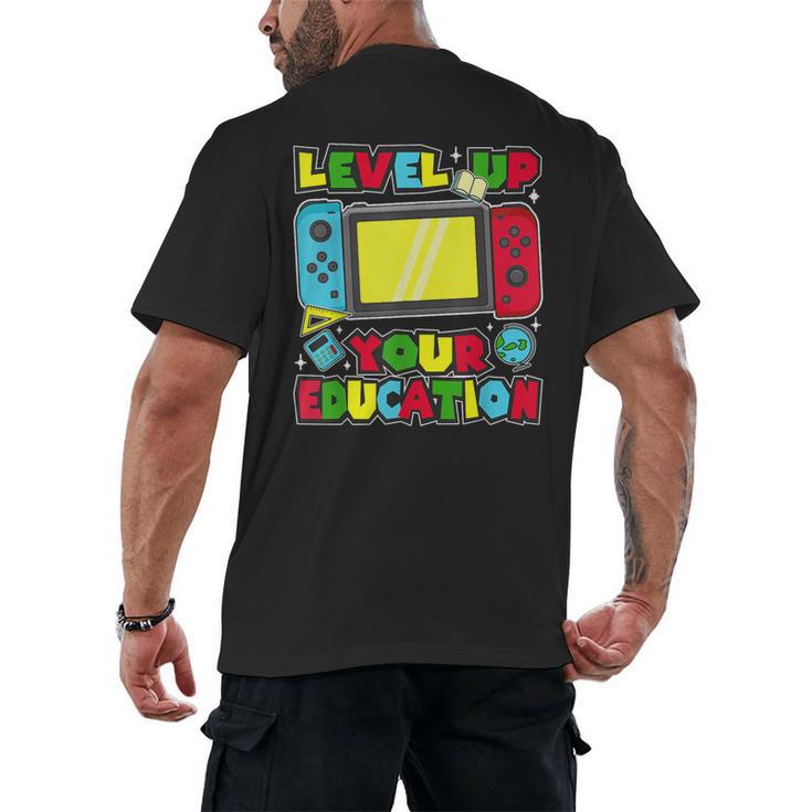 Level Up Your Education Gaming Inspired Teacher Gamers Men's Back Print T-Shirt