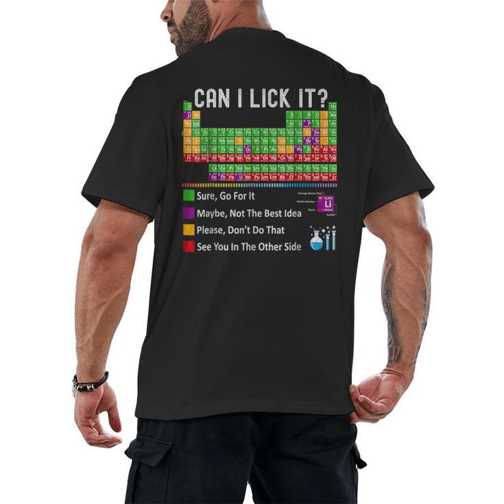 Can I Lick It Periodic Table Chart Science Teacher Cool Meme Men's Back Print T-Shirt