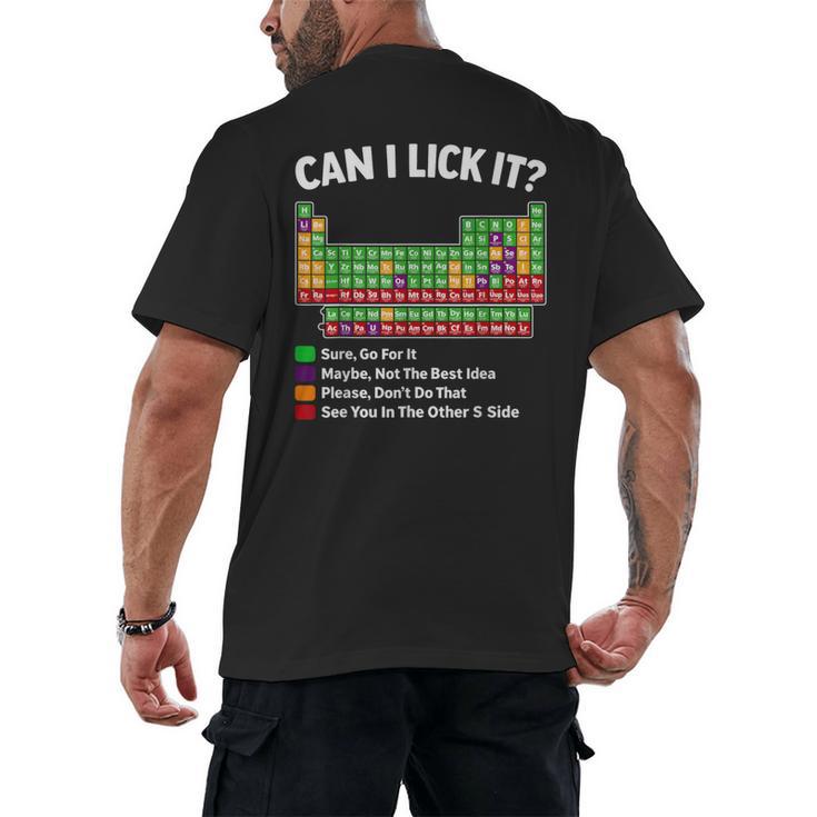Can I Lick It Periodic Table Shirt Science Chemistry Teacher Men's Back Print T-Shirt
