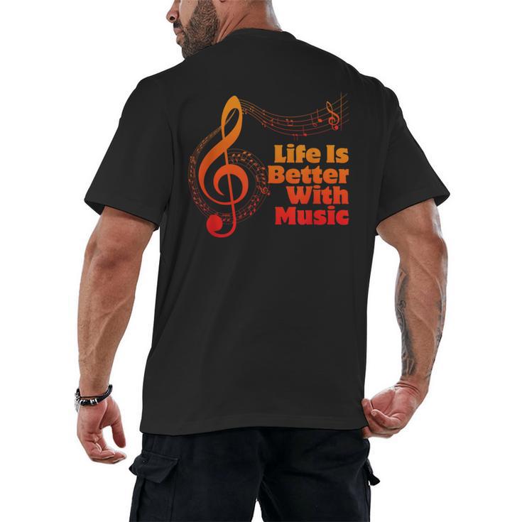 Life Is Better With Music Theory Musician Teacher Notes Clef Men's Back Print T-Shirt