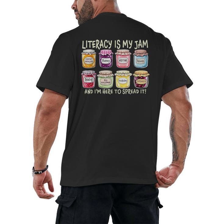 Literacy Is My Jam And I'm Here To Spread Literacy Teacher Men's Back Print T-Shirt