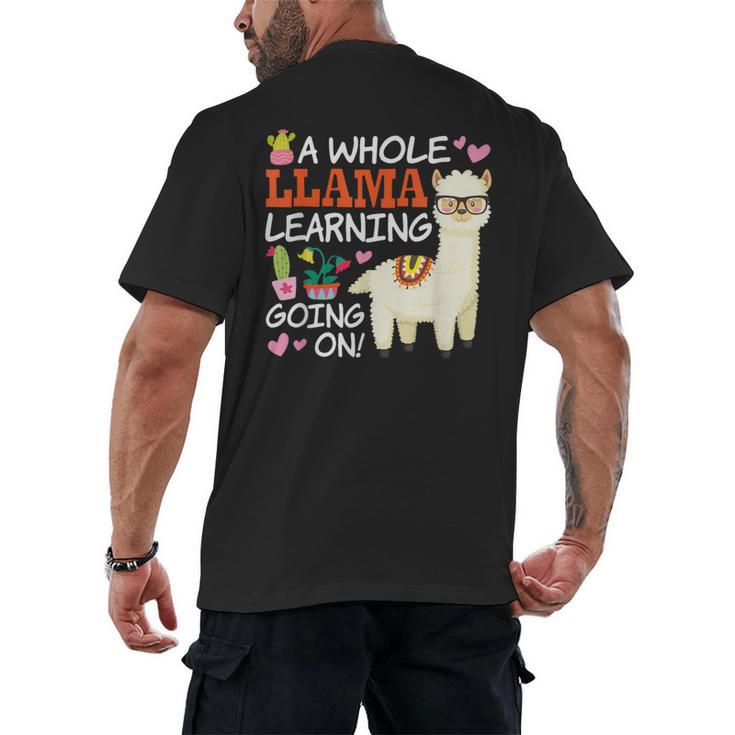 Llama Learning T Shirt Teachers Students Alpaca Lovers Men's Back Print T-Shirt