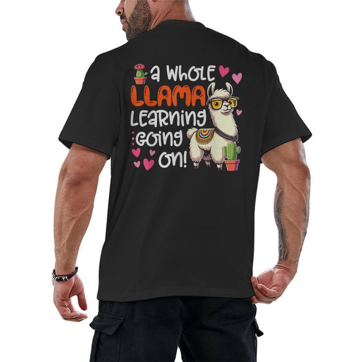 Llama Learning Teachers Students Alpaca Lover Back To School Men's Back Print T-Shirt