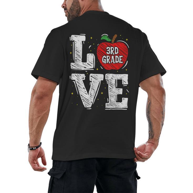 LOVE Apple 3rd Grade Teacher Student School Men's Back Print T-Shirt