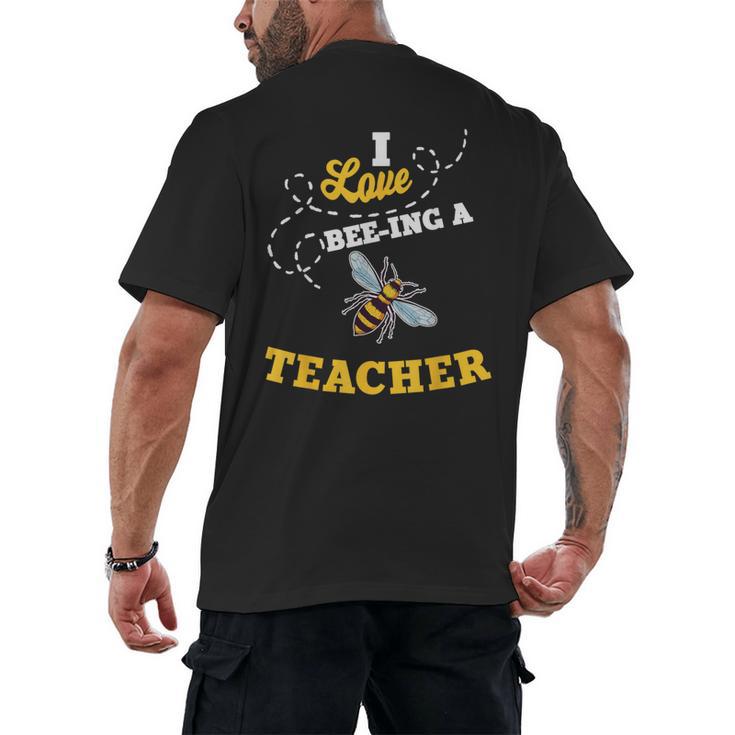I Love Bee-Ing A Teacher Honey Bee Job Profession Men's Back Print T-Shirt