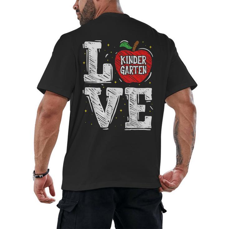 LOVE Kindergarten Teacher Student School Apple Men's Back Print T-Shirt