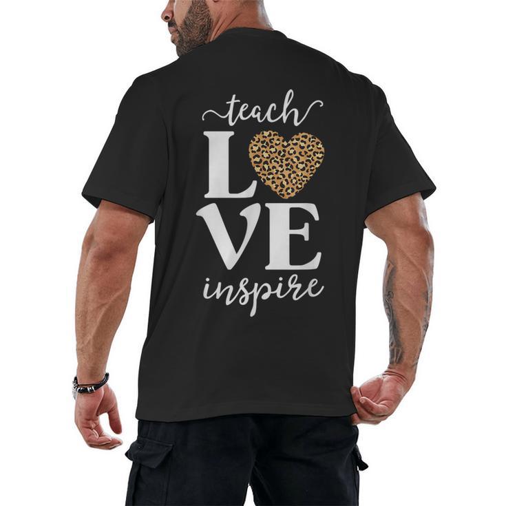 Love Leopard Print Teacher Cheetah School Inspire Teach Men's Back Print T-Shirt
