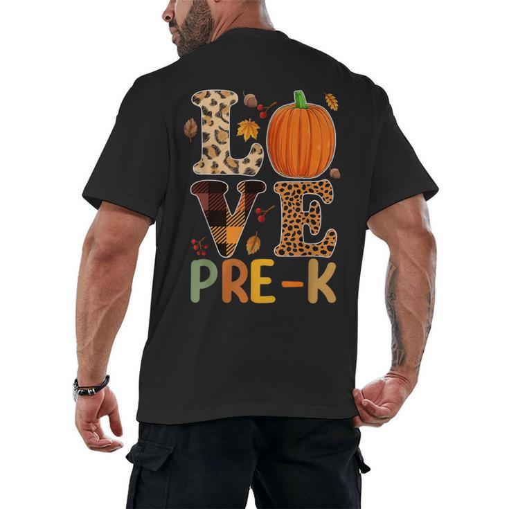 Love Pre-k Teacher Shirts Autumn Fall Pumpkin Fall Leopard Men's Back Print T-Shirt