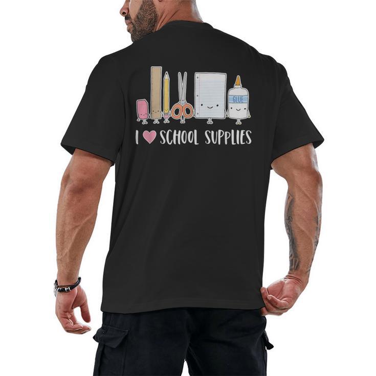 I Love School Supplies Teacher Shirt Men's Back Print T-Shirt