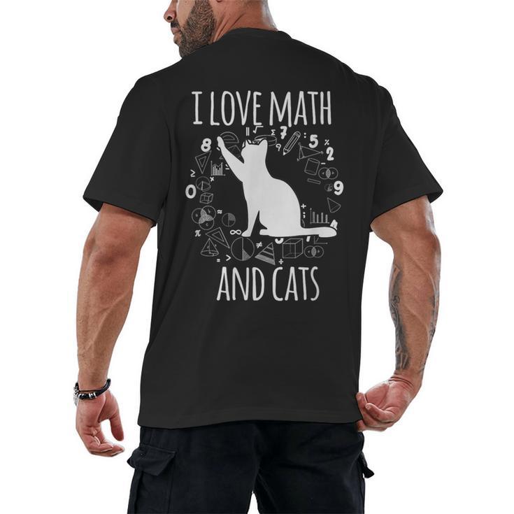 Math Nerd Math Teacher Cat Lover I Love Math And Cats Men's Back Print T-Shirt
