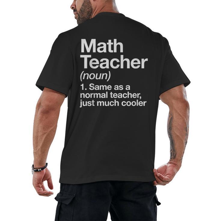 Math Teacher Definition Back To School First Day Men's Back Print T-Shirt
