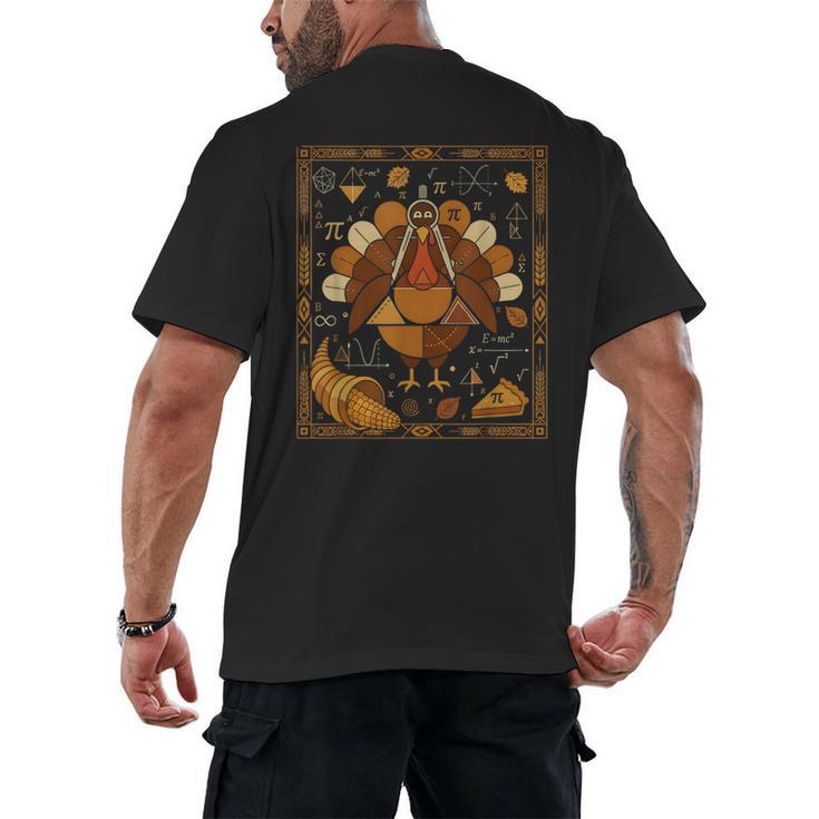 Math Turkey Teacher Thanksgiving Geometric Pi Equation Men's Back Print T-Shirt