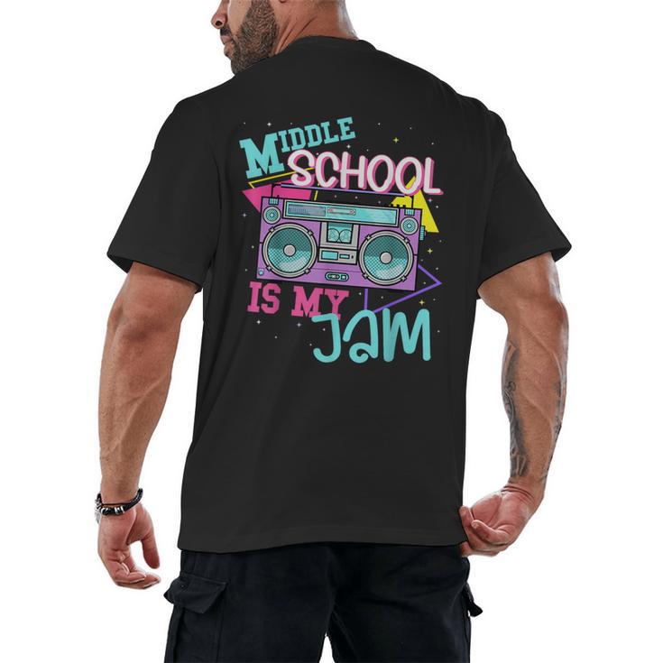 Middle School Is My Jam Cute Teacher Shirt 80's 90's Styl Men's Back Print T-Shirt