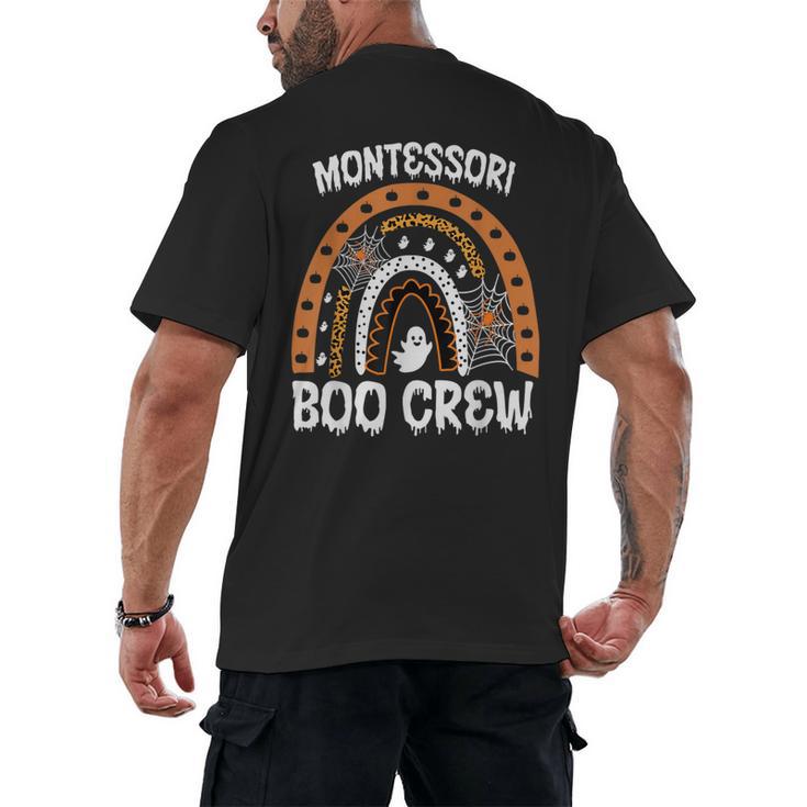 Montessori Teacher Halloween Boo Rainbow Leopard Halloween Men's Back Print T-Shirt
