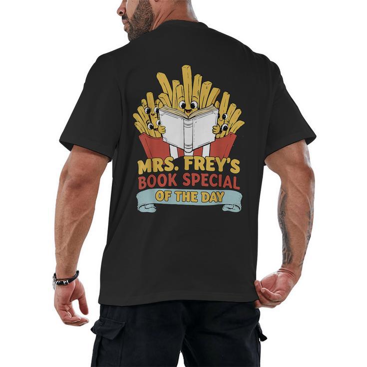 Mrs Frey Book Special Reading Elementary Teacher Men's Back Print T-Shirt