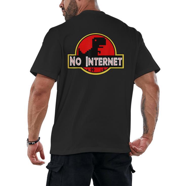 Nerdy No Internet Dinosaur Computer Science Teacher Men's Back Print T-Shirt