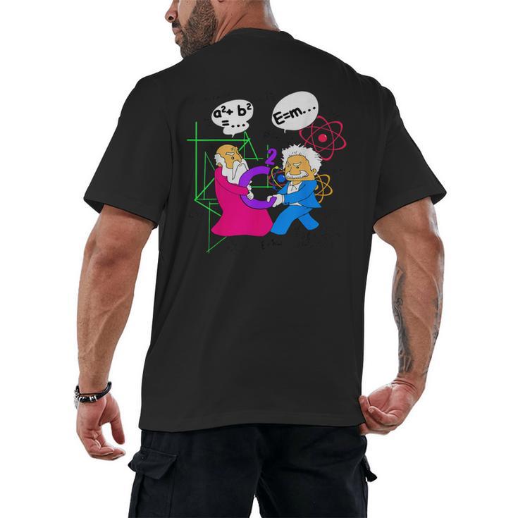 Nerdy Pythagoras Fighting Over C Squared Math Teacher Men's Back Print T-Shirt