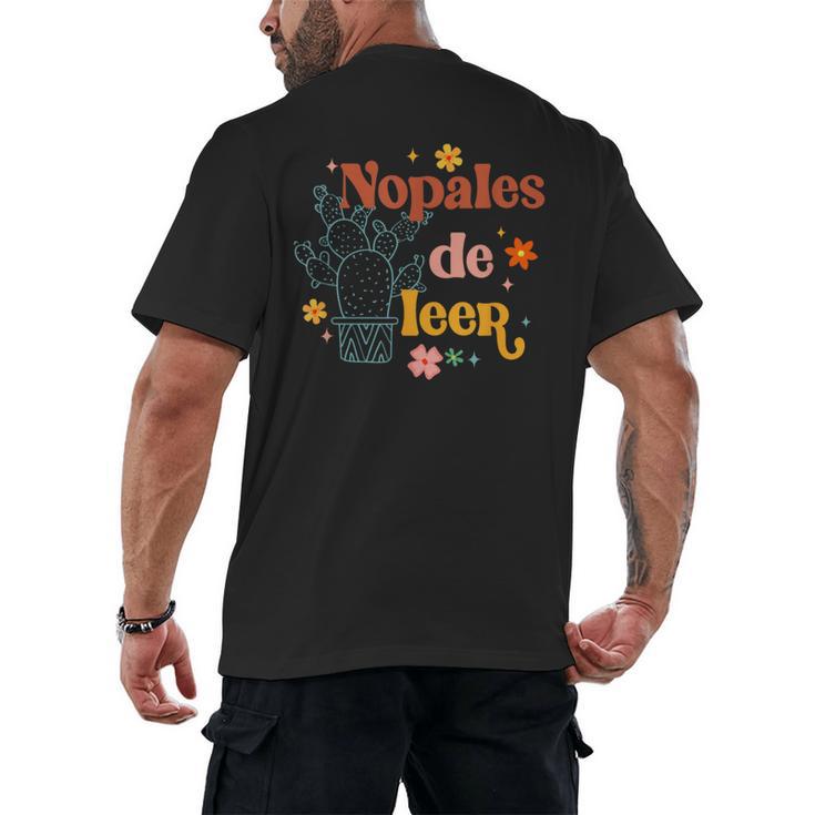 Nopales De Leer Spanish Teacher Maestra Cactus Bilingual Men's Back Print T-Shirt
