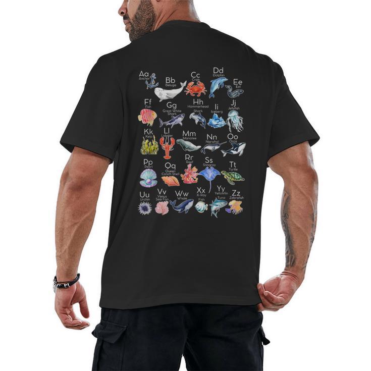 Ocean Animals Alphabet Cute Sea Life ABC Marine Kids Teacher Men's Back Print T-Shirt