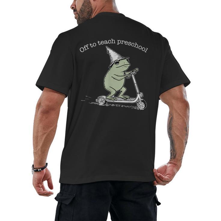 Off To Teach Preschool Pre-K Teacher Back To School Frog Men's Back Print T-Shirt