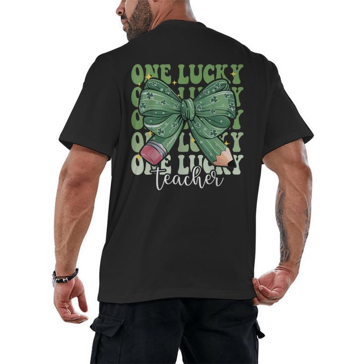 One Lucky Teacher Coquette Bow St Patricks Day Teacher Men's Back Print T-Shirt