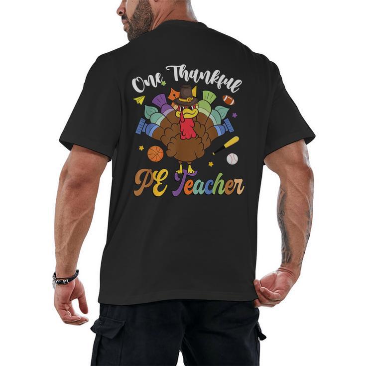 One Thankful PE Teacher Turkey Thanksgiving -Adults & Kids Classic Fit Polyester 100 Short Sleeve Men's Back Print T-Shirt