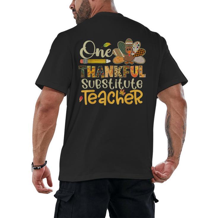 One Thankful Substitute Teacher Turkey Leopard Thanksgiving For Men Women Men's Back Print T-Shirt
