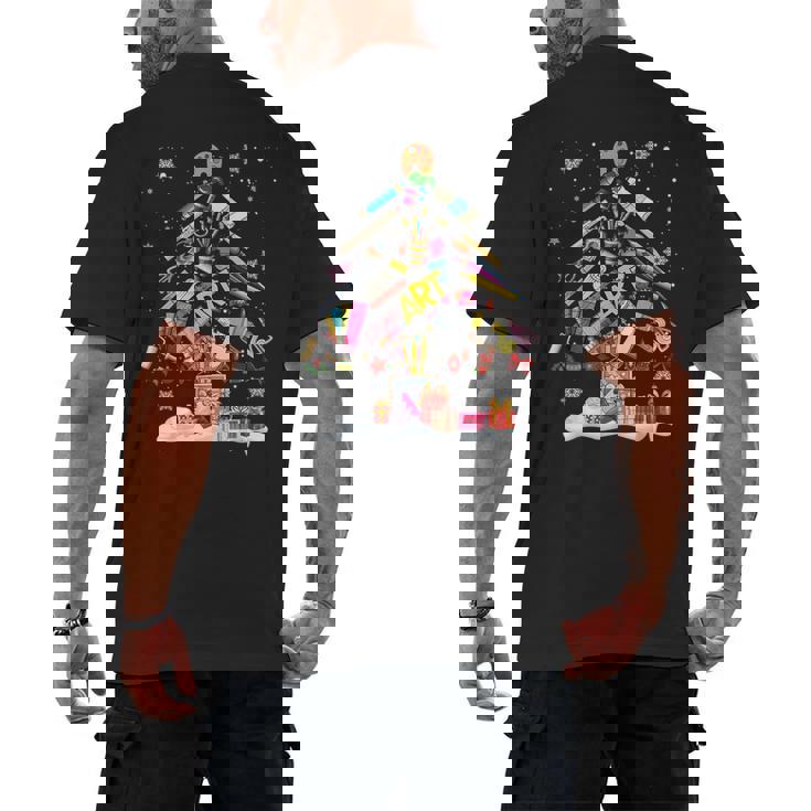 Paintbrush Christmas Tree Decor Xmas For Artist Art Teacher For Men Women Men&#x27;s Back Print T-Shirt