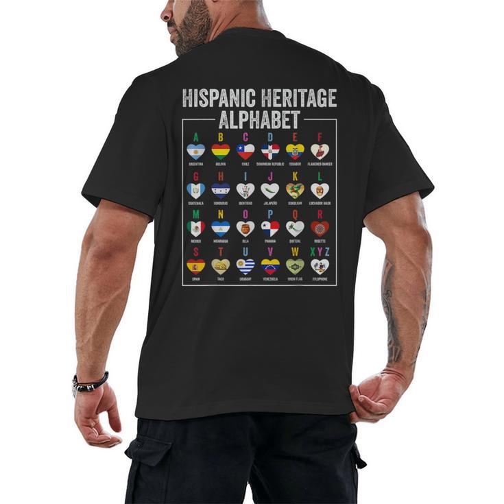 Hispanic Flags Alphabet Hearts Latin Heritage For Teacher Men's Back Print T-Shirt