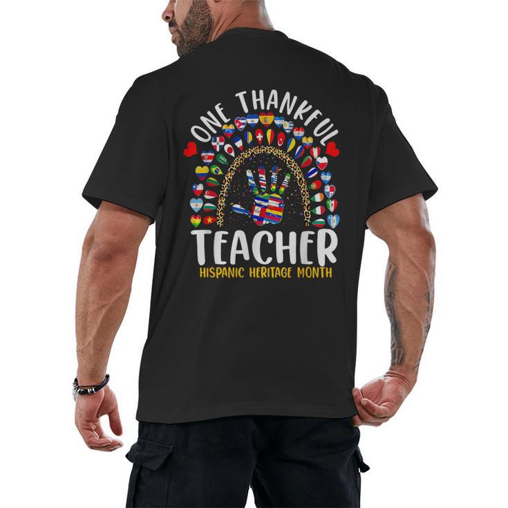 Hispanic Heritage Month One Thankful Teacher Rainbow Men's Back Print T-Shirt