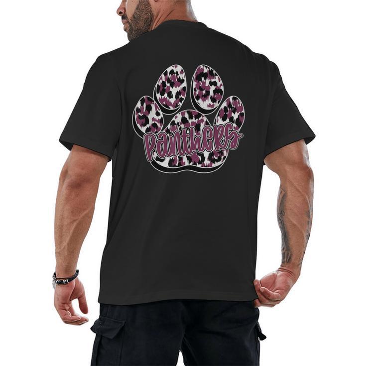 Panthers Paw Print Leopard Maroon Panther Pride Teacher Men's Back Print T-Shirt
