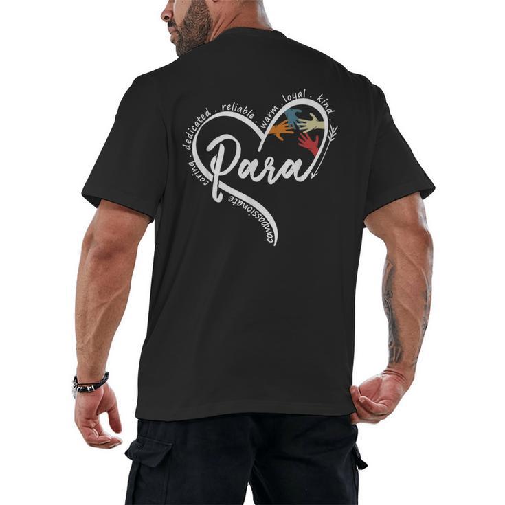 Para Heart Paraprofessional Teacher Paraeducator Men's Back Print T-Shirt