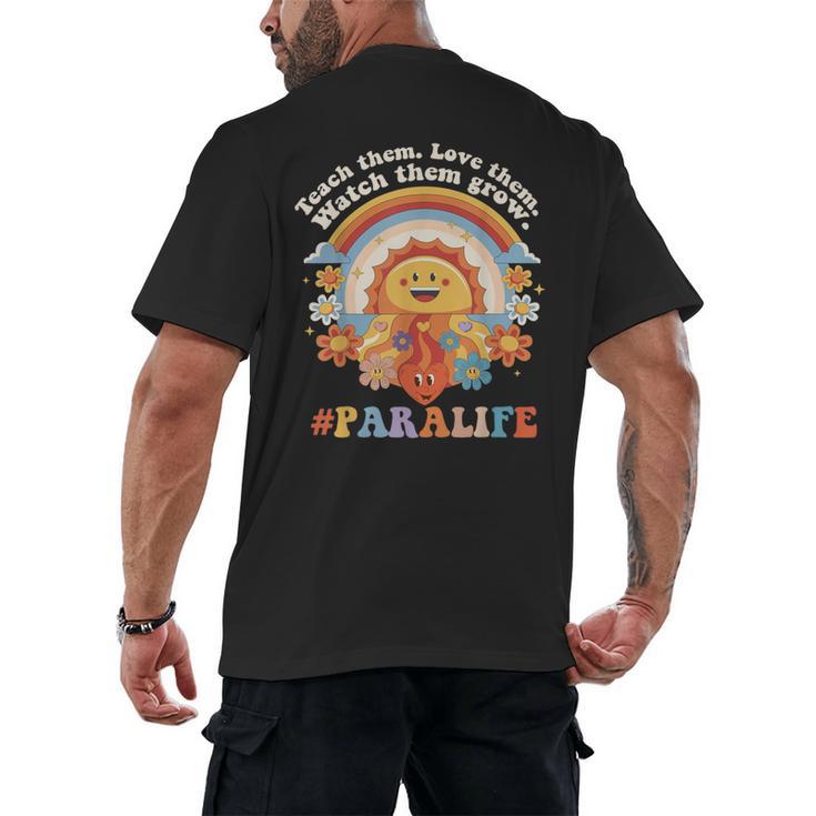 Paraprofessional Para Life Sun Flower Teacher Back To School Men's Back Print T-Shirt