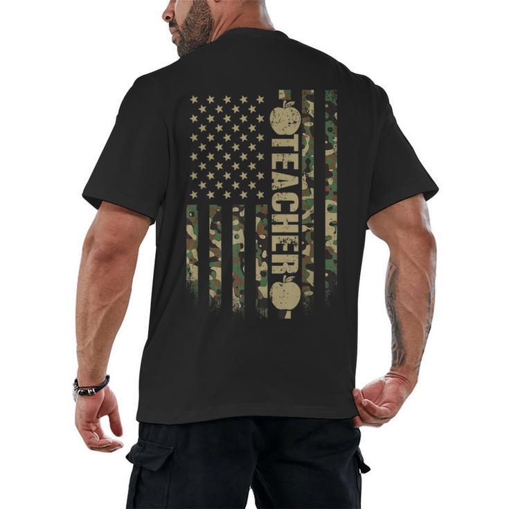 Patriotic Teacher American Flag Camouflage 4th Of July Camo Men's Back Print T-Shirt