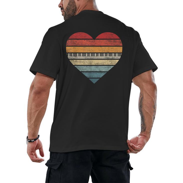 Pianist Retro Sunset Piano Keyboard Player Teacher Men's Back Print T-Shirt
