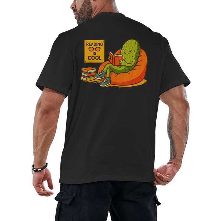 Pickle Reading Books Bookworm Teacher Librarian Kids Retro Men's Back Print T-Shirt
