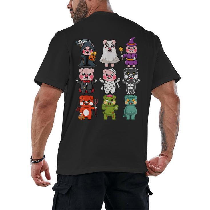 Pig Spooky Ghost Witch Boo-Jee Horror Pumpkin Pig Halloween Men's Back Print T-Shirt