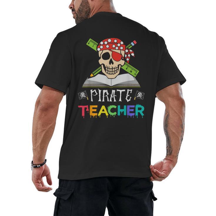 Pirate Teacher Halloween Skull Adult Men's Back Print T-Shirt