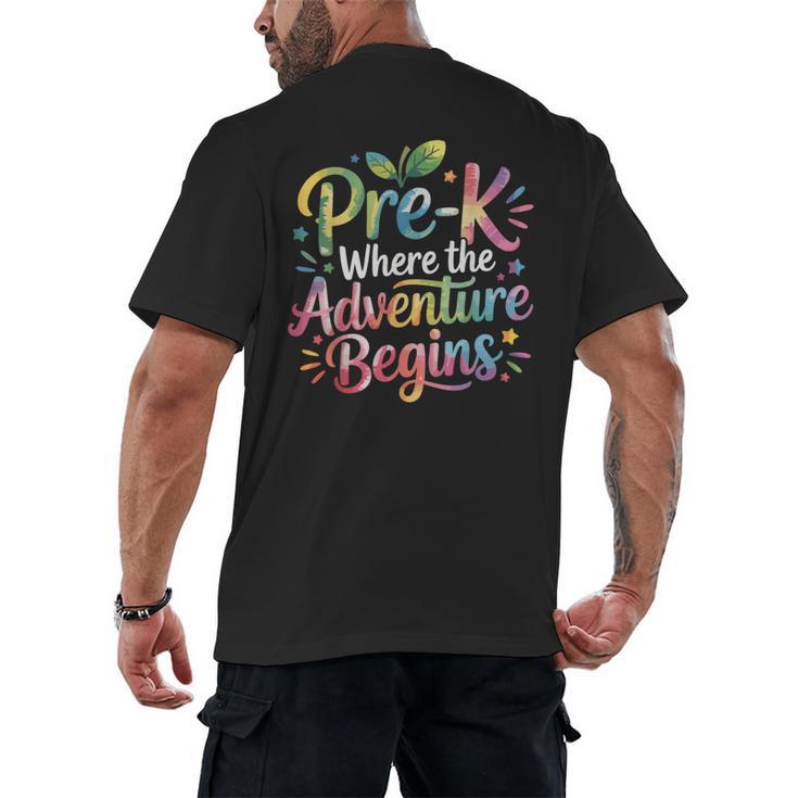 Pre-K Where The Adventure Begins Preschool Teachers Students Men's Back Print T-Shirt